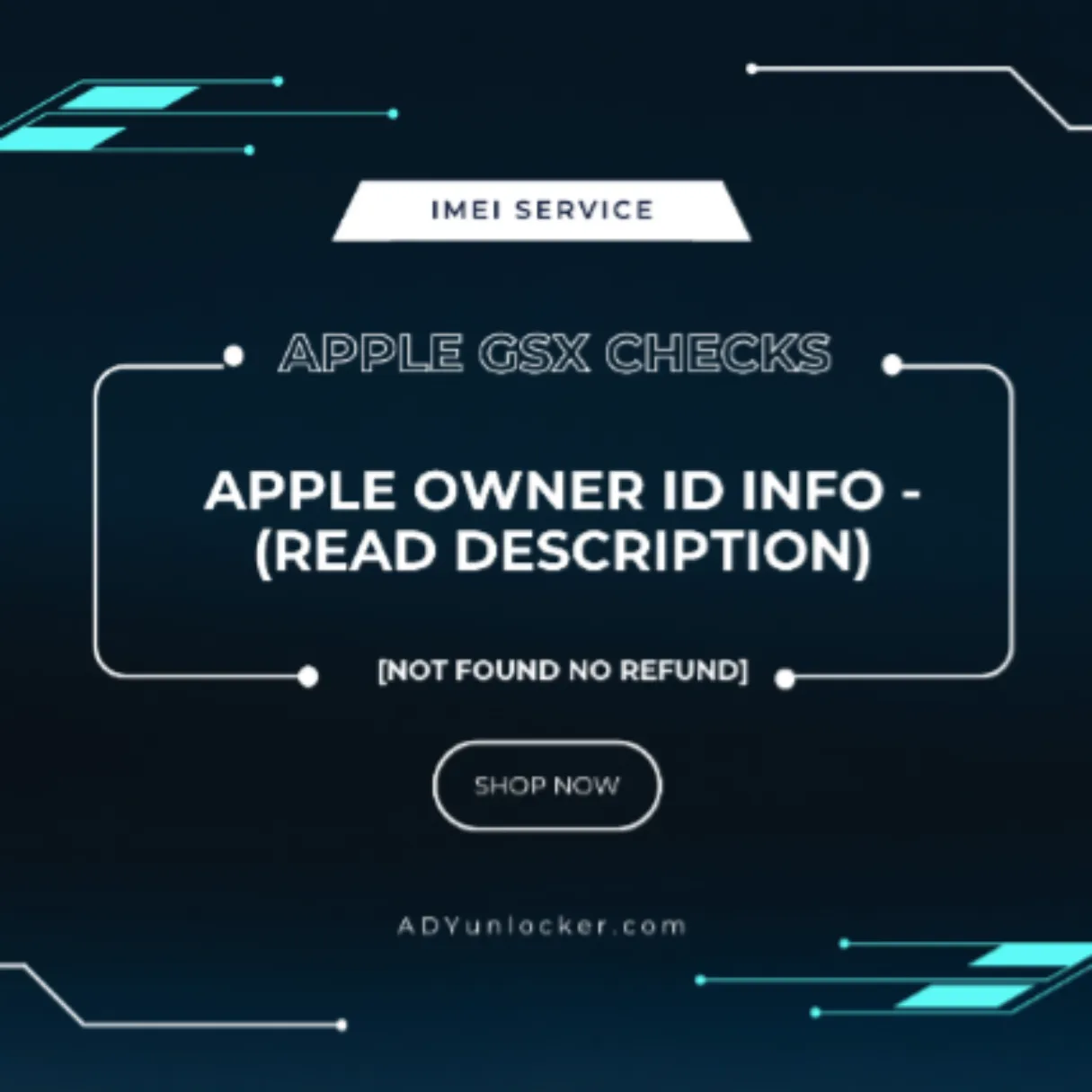 Apple Owner ID Info - (Read Description)- Not Found No Refund