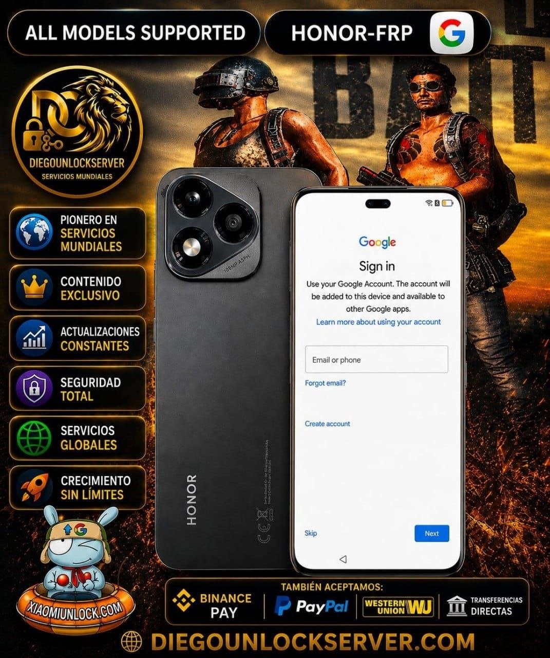 HONOR FRP KEY | Monday to Friday | ( 1-7 Days )