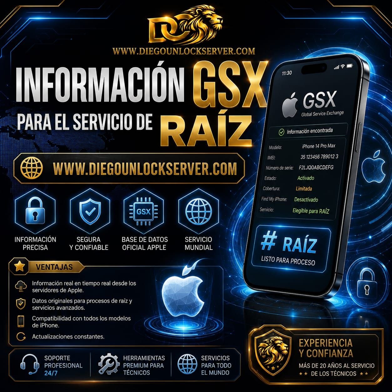 INFORMACION PARA EL SERVICIO DERAIZ Full GSX Report IMEI/SN