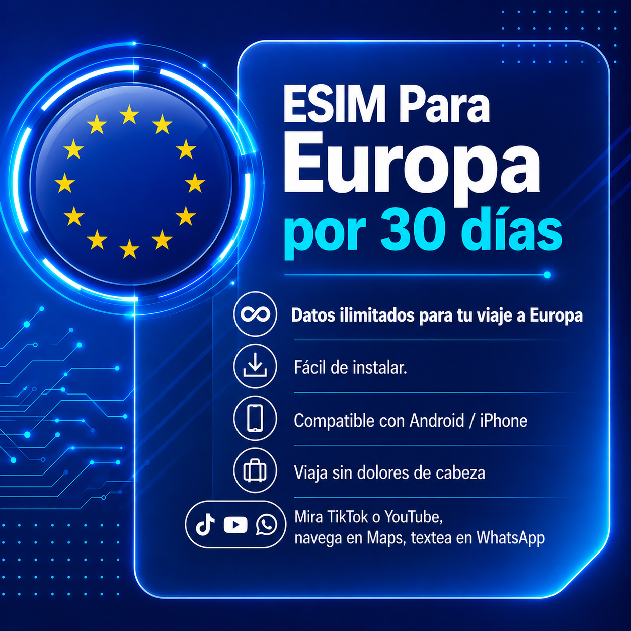 ESIM de viaje para Europa por 30 dias (EUROPE ESIM)
