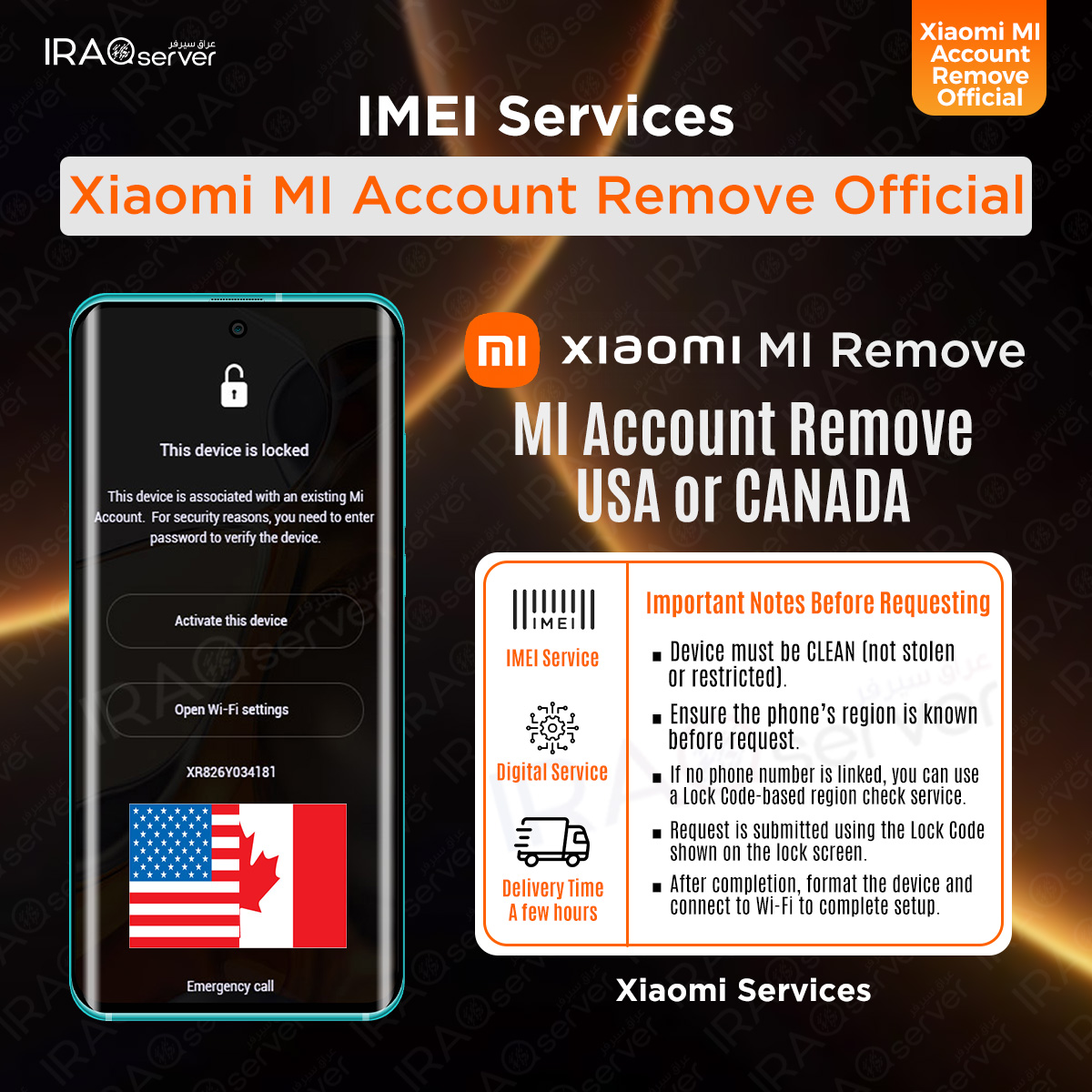 Xiaomi MI Account Remove - USA or CANADA ( Devices Clean )