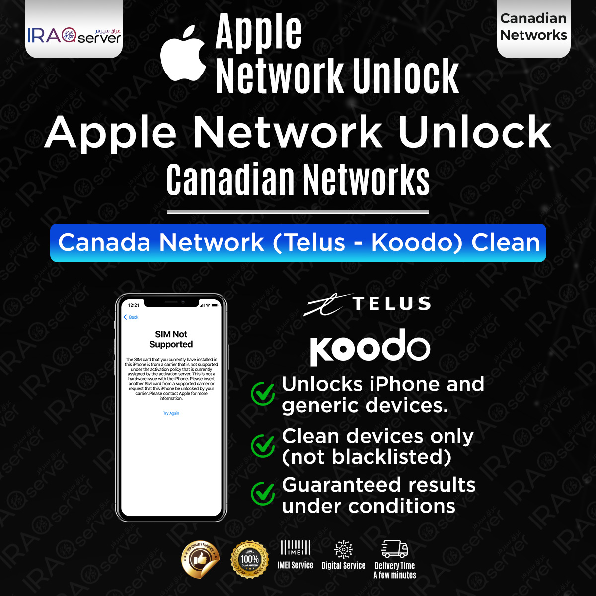 iPhone All Models - Canada Network (Telus - Koodo) Clean