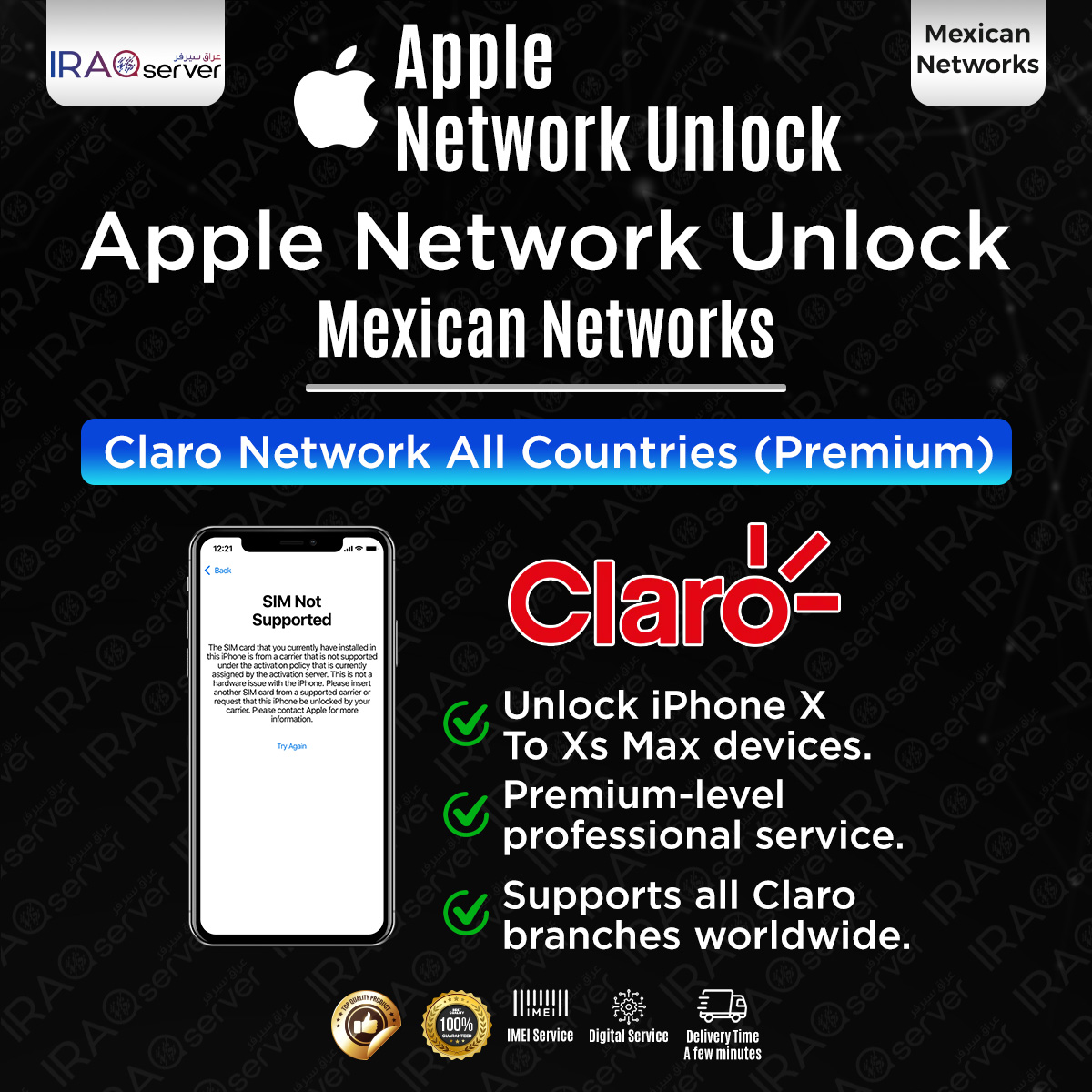 iPhone (X To Xs Max) - Claro Network All Countries (Premium(