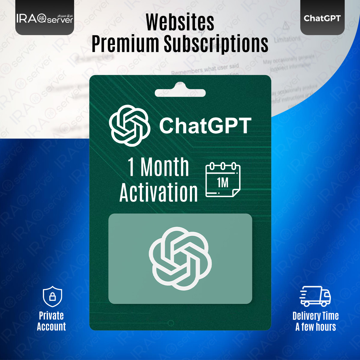 Chat GPT Account - (1 Month private Account)