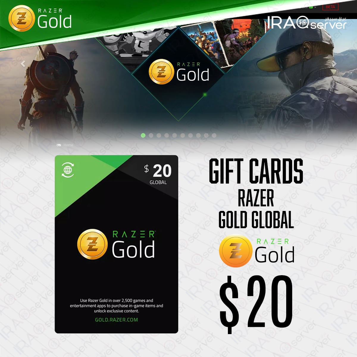 Razer Gold Gift Card 20$ Global