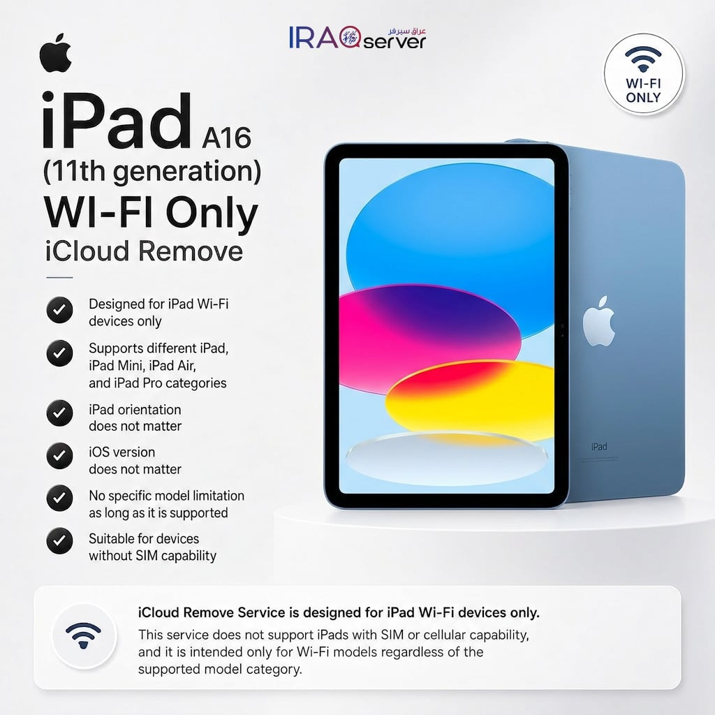 iPad 11th Gen A16 WI-FI Only - iCloud Remove