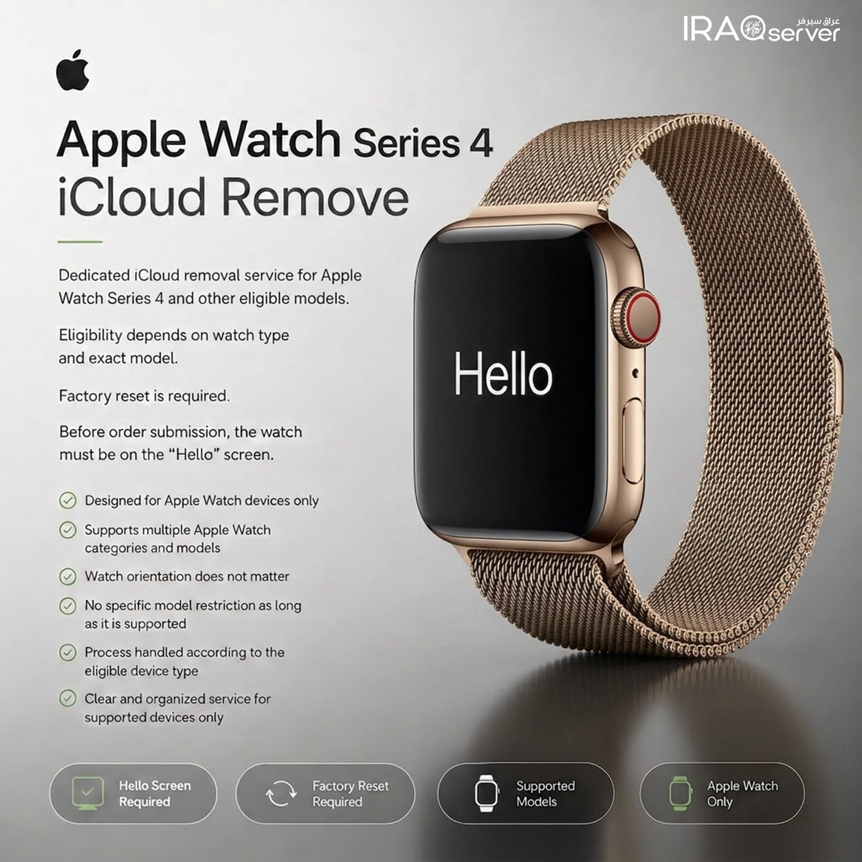 Apple Watch S4 GPS Only - iCloud Remove
