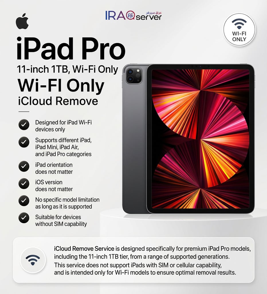 iPad Pro 11-inch 1TB WI-FI Only - iCloud Remove