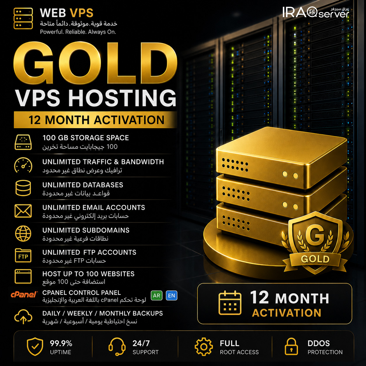 Gold VPS Hosting - 12 Month Activation