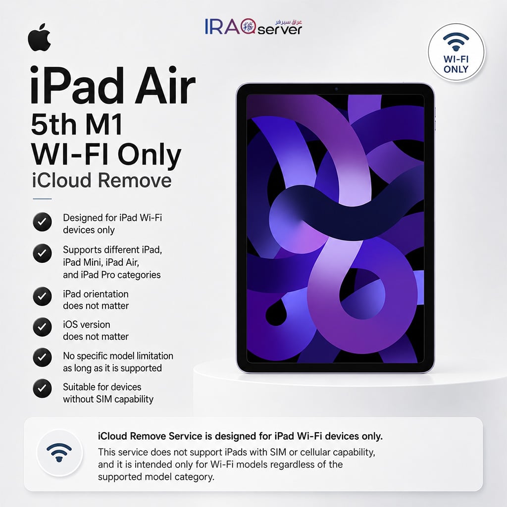 iPad Air 5th M1 WI-FI Only - iCloud Remove