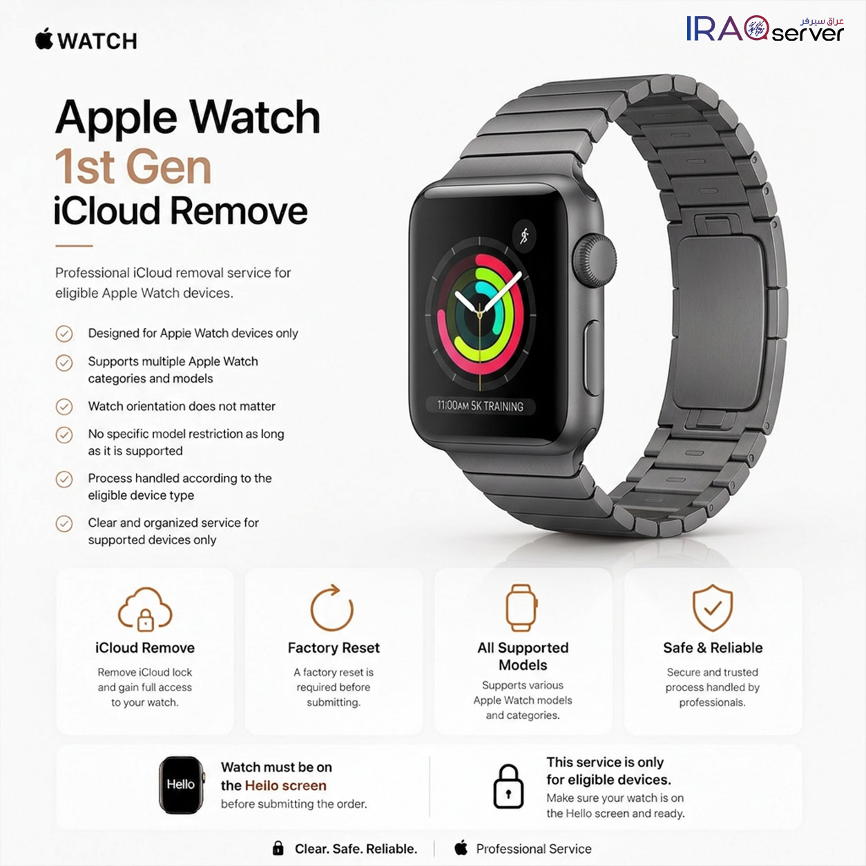 Apple Watch 1st Gen GPS Only - iCloud Remove