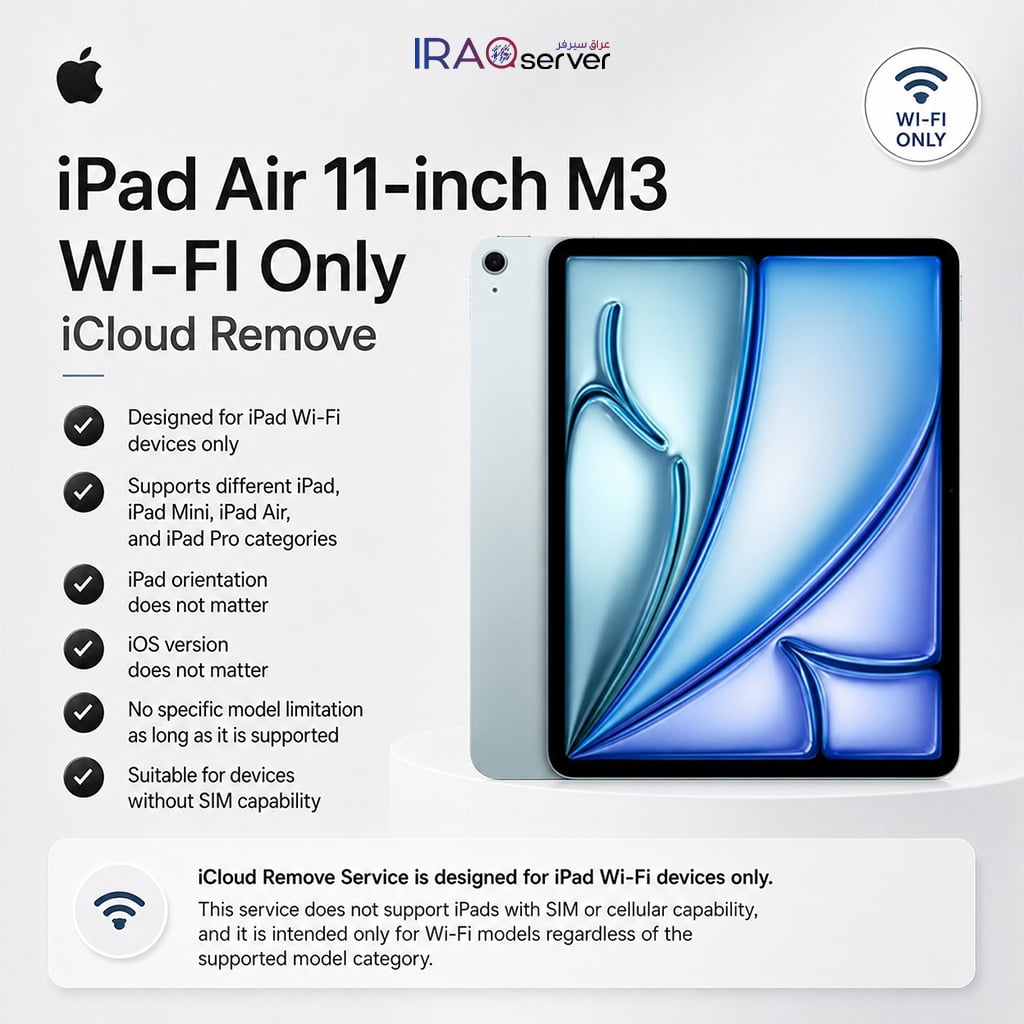 iPad Air 11-inch M3 WI-FI Only - iCloud Remove