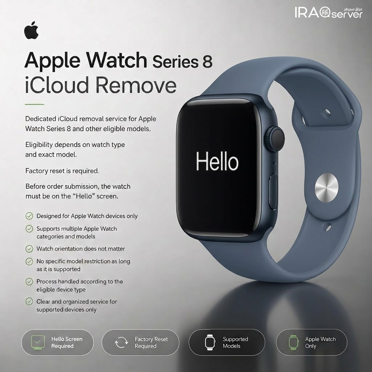 Apple Watch S8 GPS Only - iCloud Remove