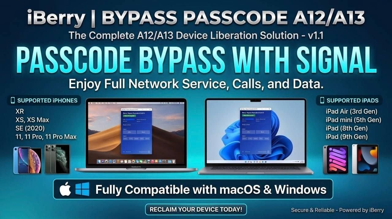 iBerry - iPad (8th Gen) Passcode Bypass Full Signal iOS17-27