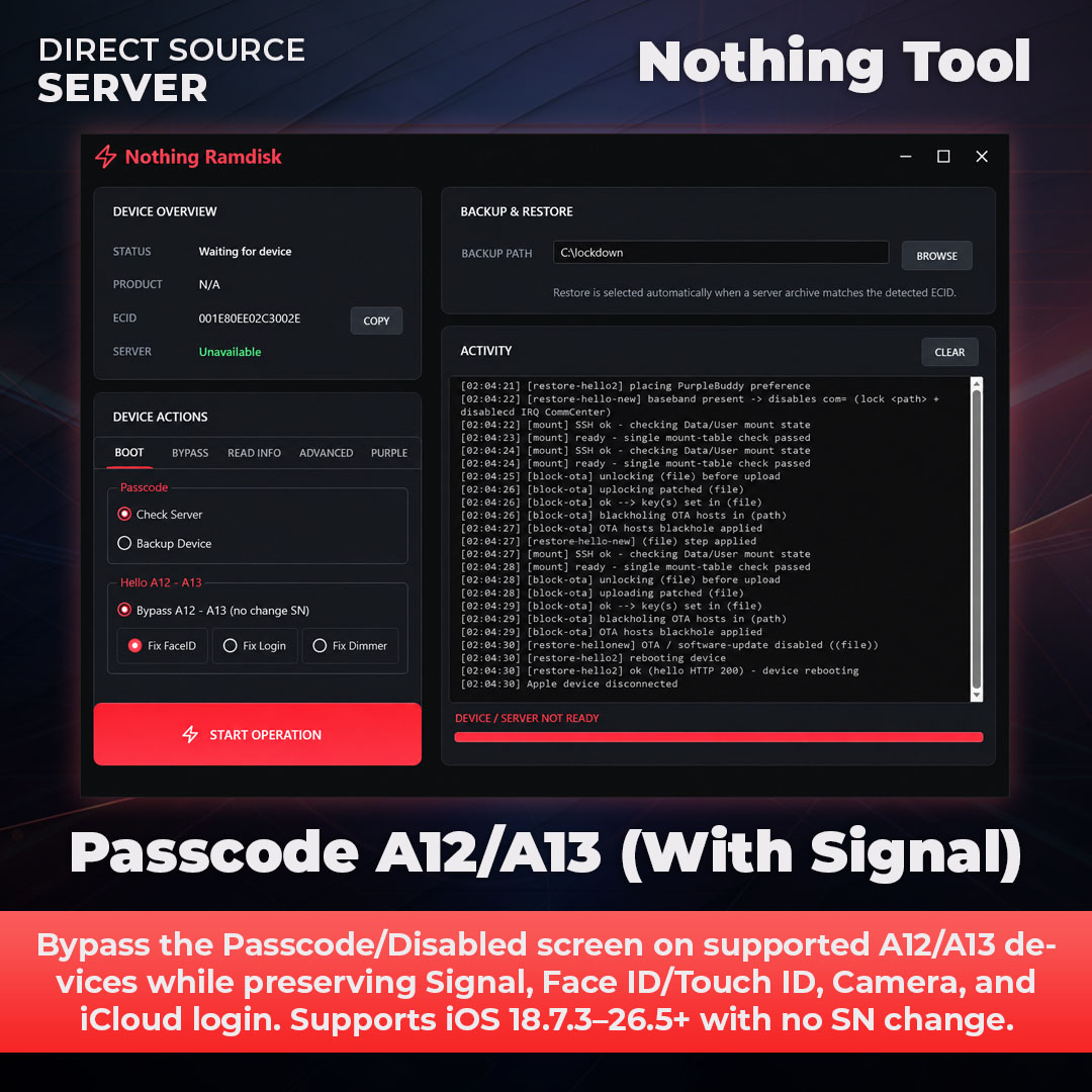 Passcode A12 A13 [ With Signal Nothing Tool ] No Refund