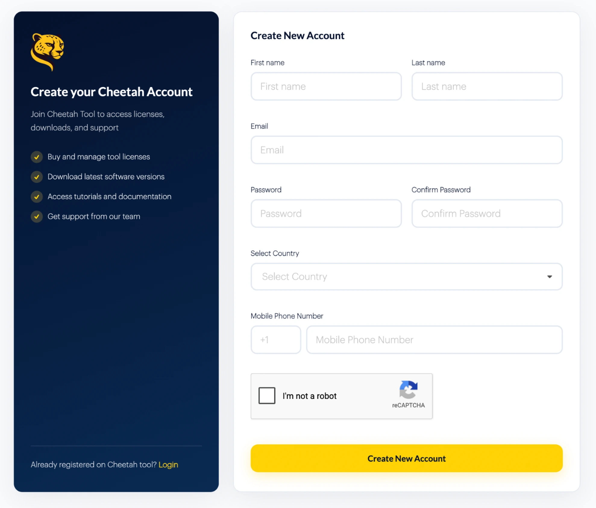 Cheetah Tool PRO Registration Form