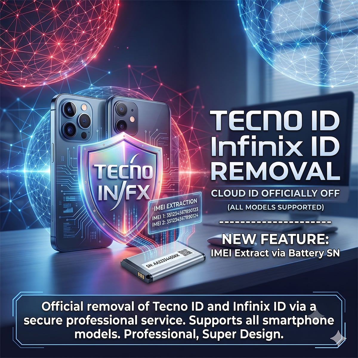 #1 Tecno ID / Infinix ID Removal - Original IMEI Extract From Battery Serial
