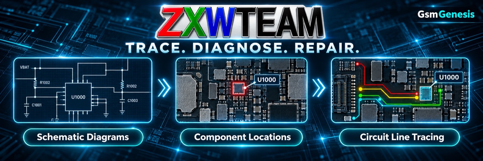 ZXW schematic diagrams component locations and circuit line tracing