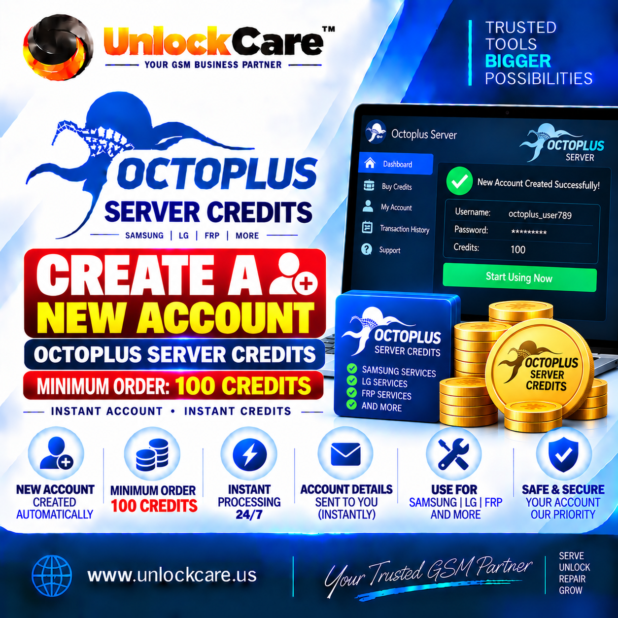 Octoplus Server Credits - Create a New Account
