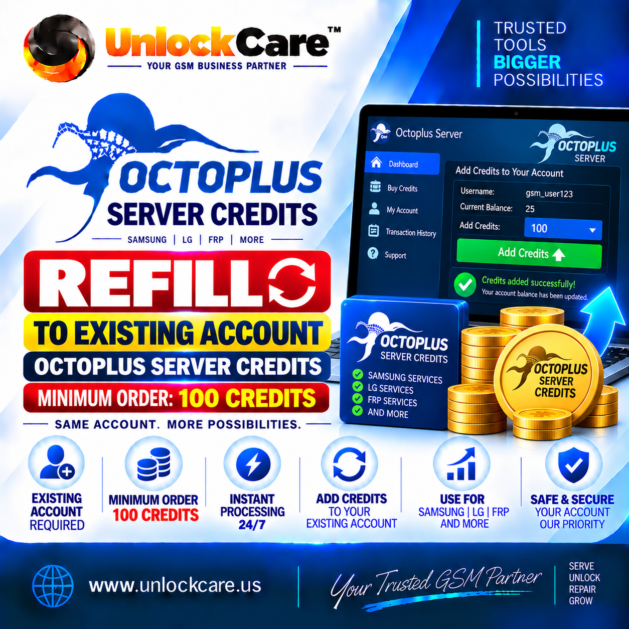 Octoplus Server Credits – Refill to Existing Account