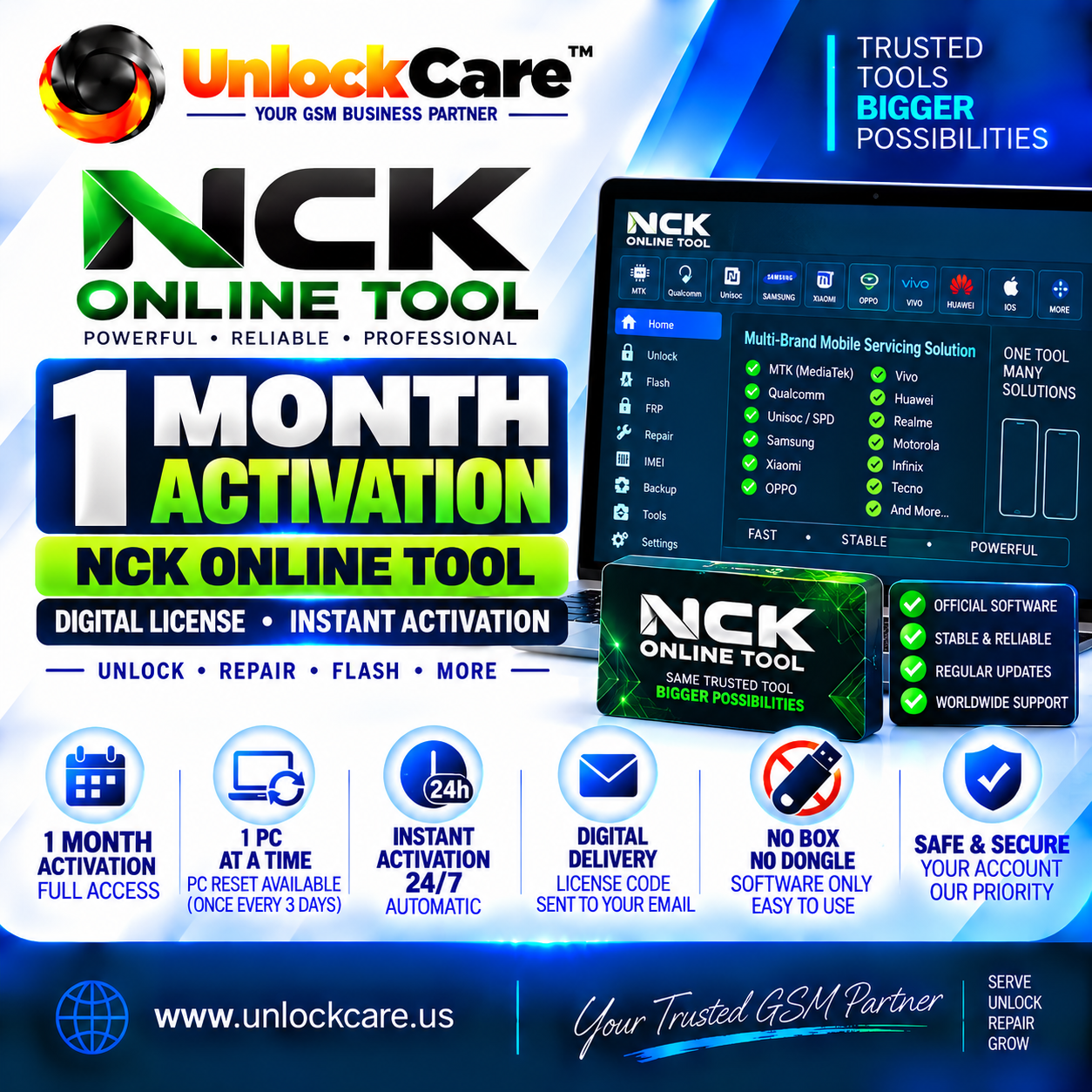 NCK Online Tool — 1 Month Activation