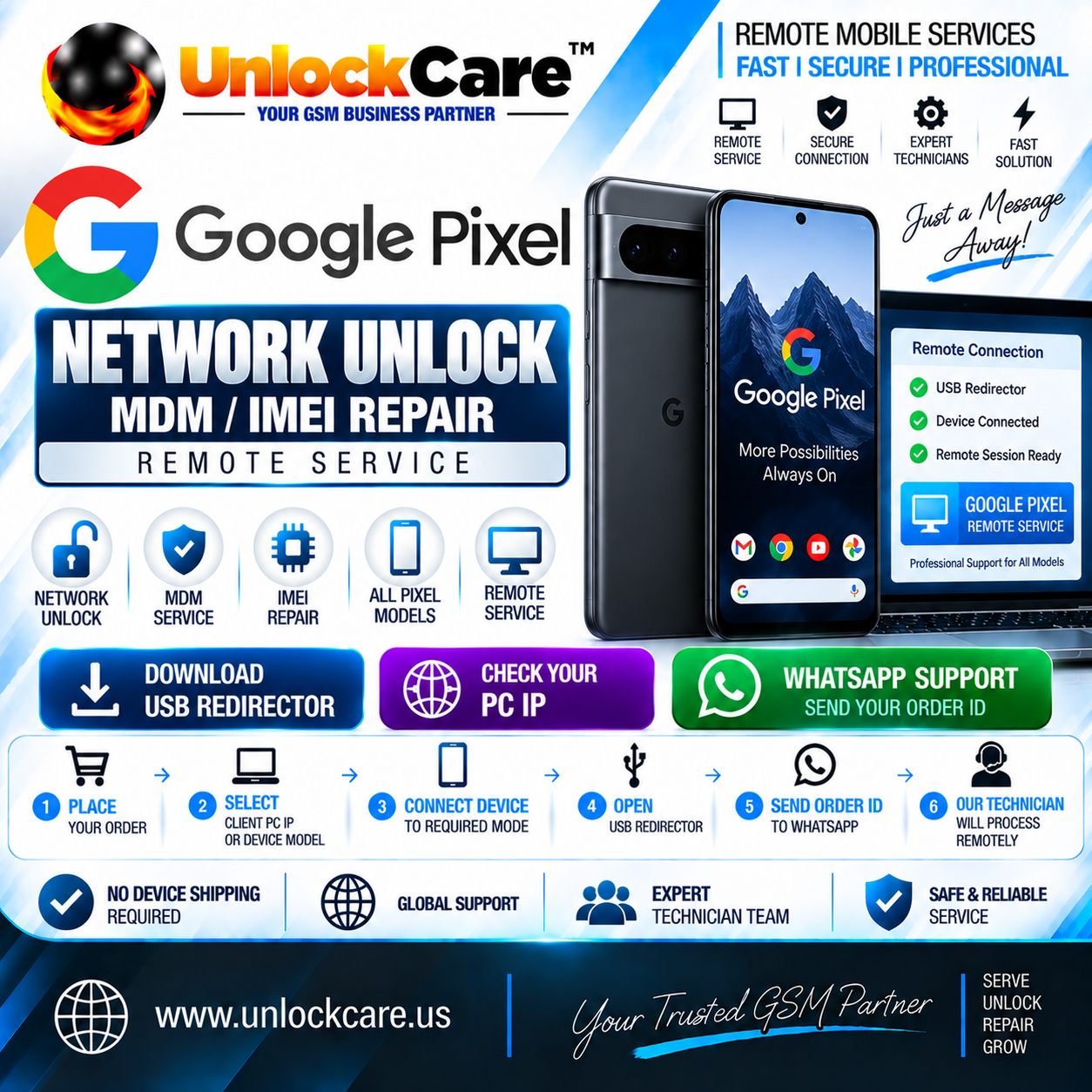 Google Pixel — MDM / IMEI Repair | Remote Service