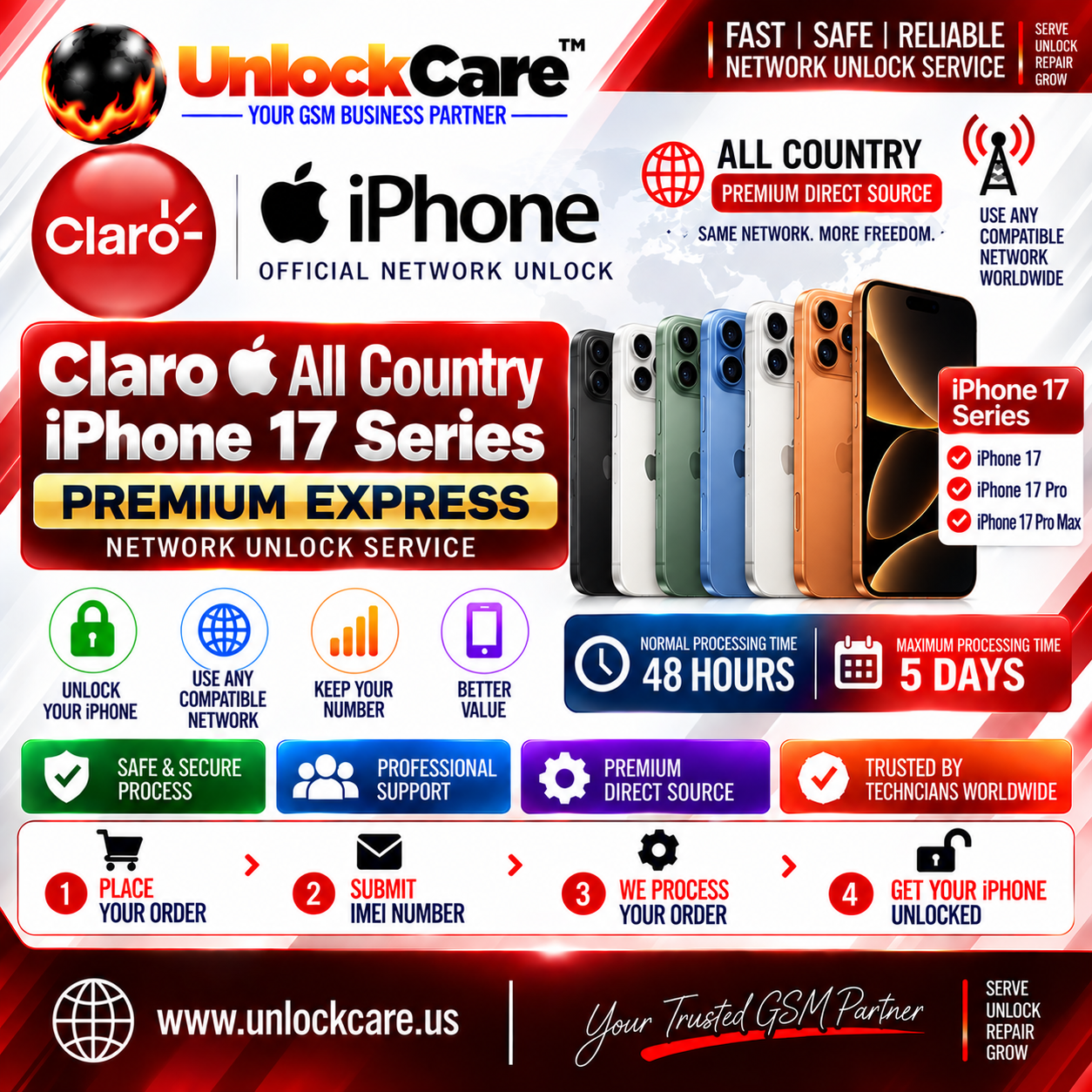 Claro All Country iPhone 17 Series — Premium Express