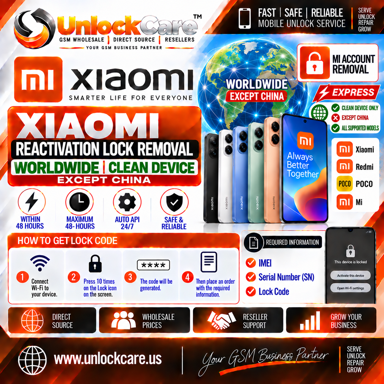Xiaomi Reactivation Lock Removal — Worldwide | Clean Device — Express service