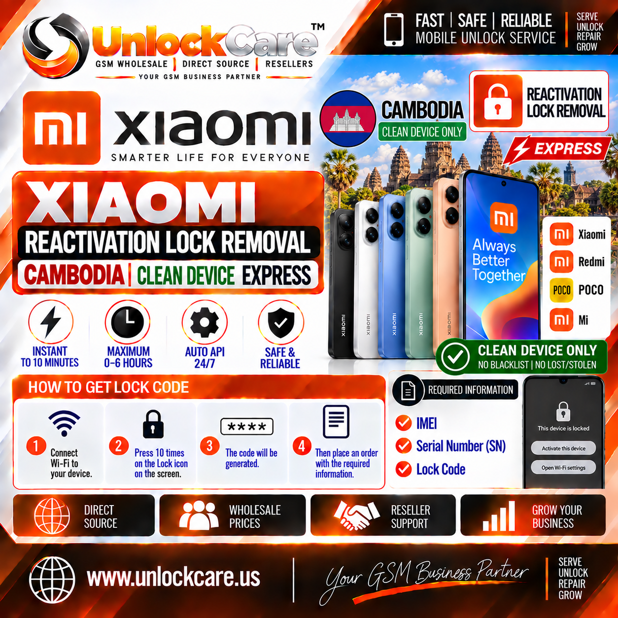 Xiaomi Reactivation Lock Removal β Cambodia | Clean Device Express