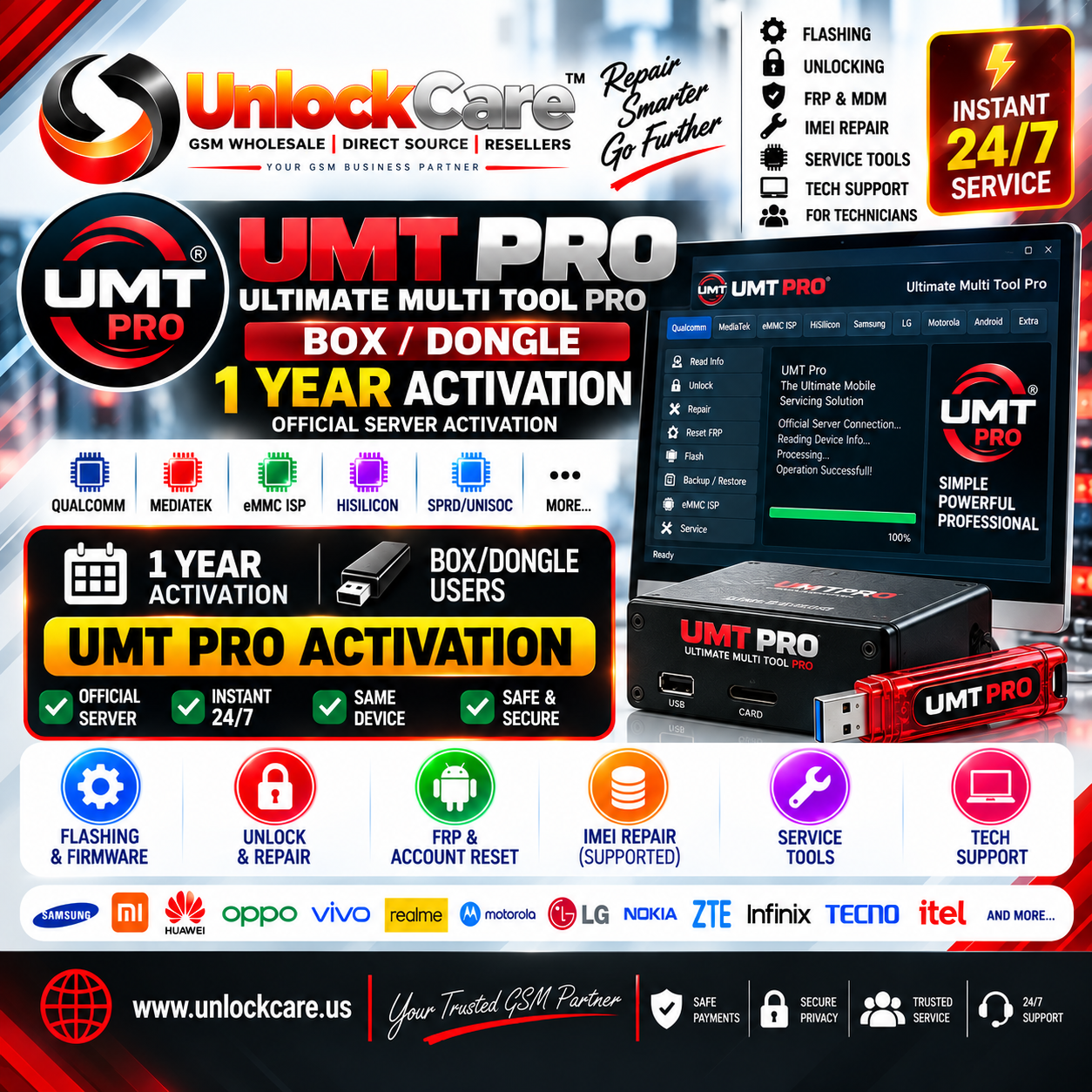 UMT Pro Box/Dongle 1 Year Activation | Instant 24/7