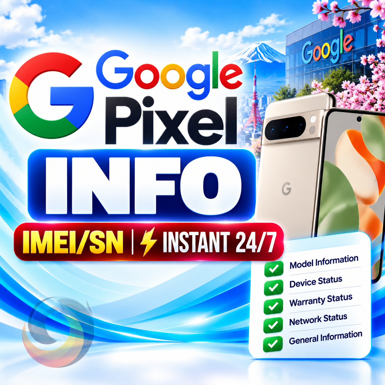 Google Pixel Info [IMEI/SN] Instant 24/7