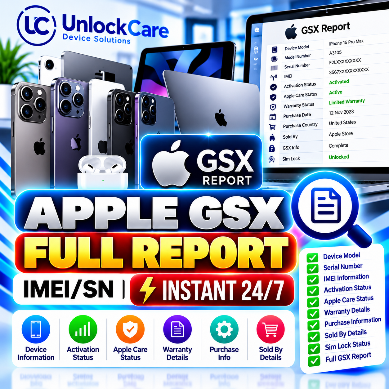 Apple GSX Full Report [IMEI/SN] Instant 24/7