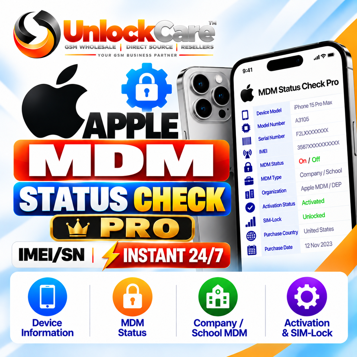 Apple MDM Status Check Pro [IMEI/SN] Instant 24/7