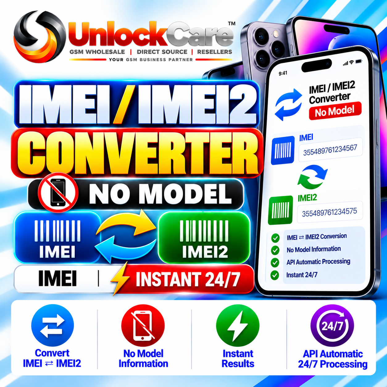 IMEI / IMEI2 Converter — No Model [IMEI] Instant 24/7