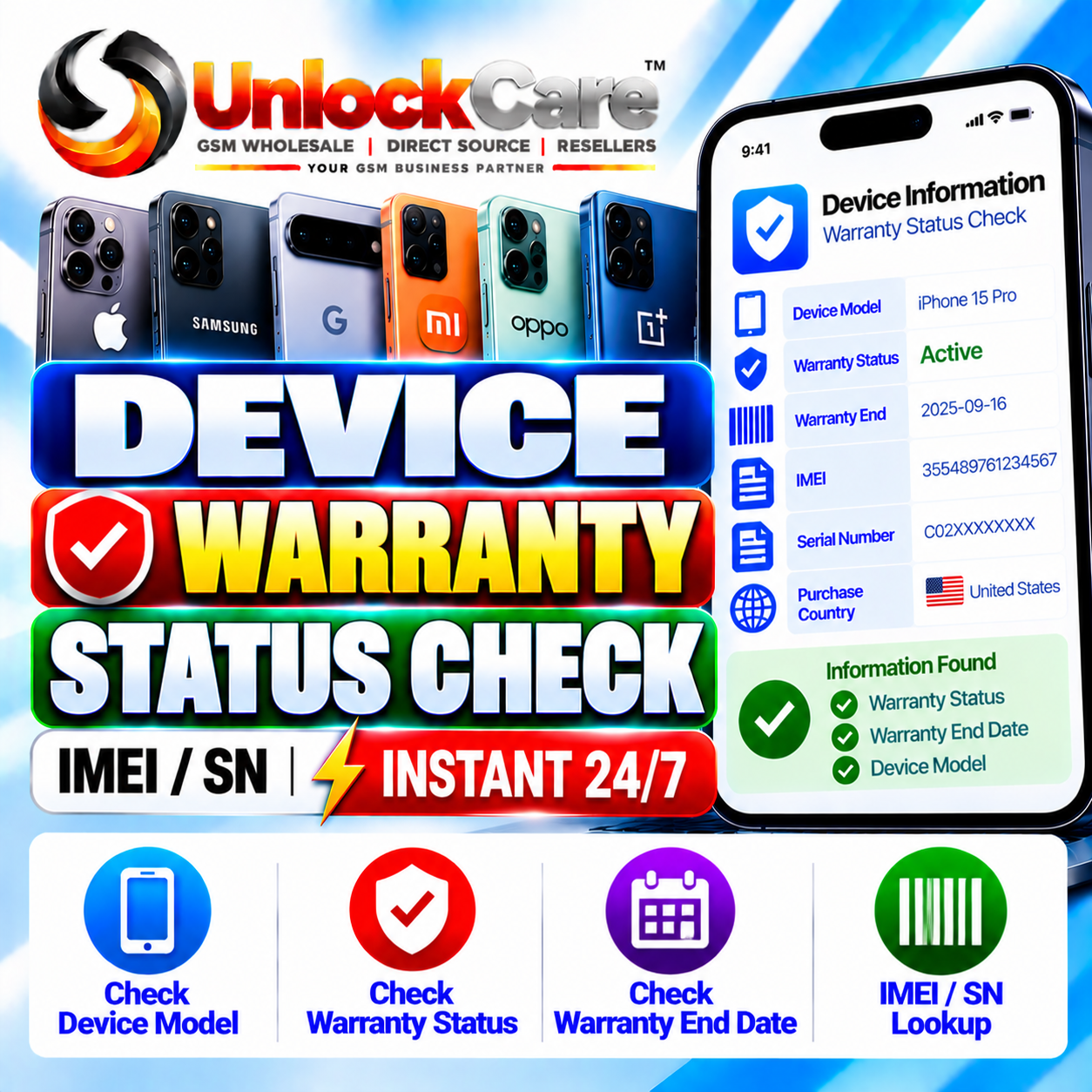 Device Warranty Status Check [IMEI/SN] Instant 24/7