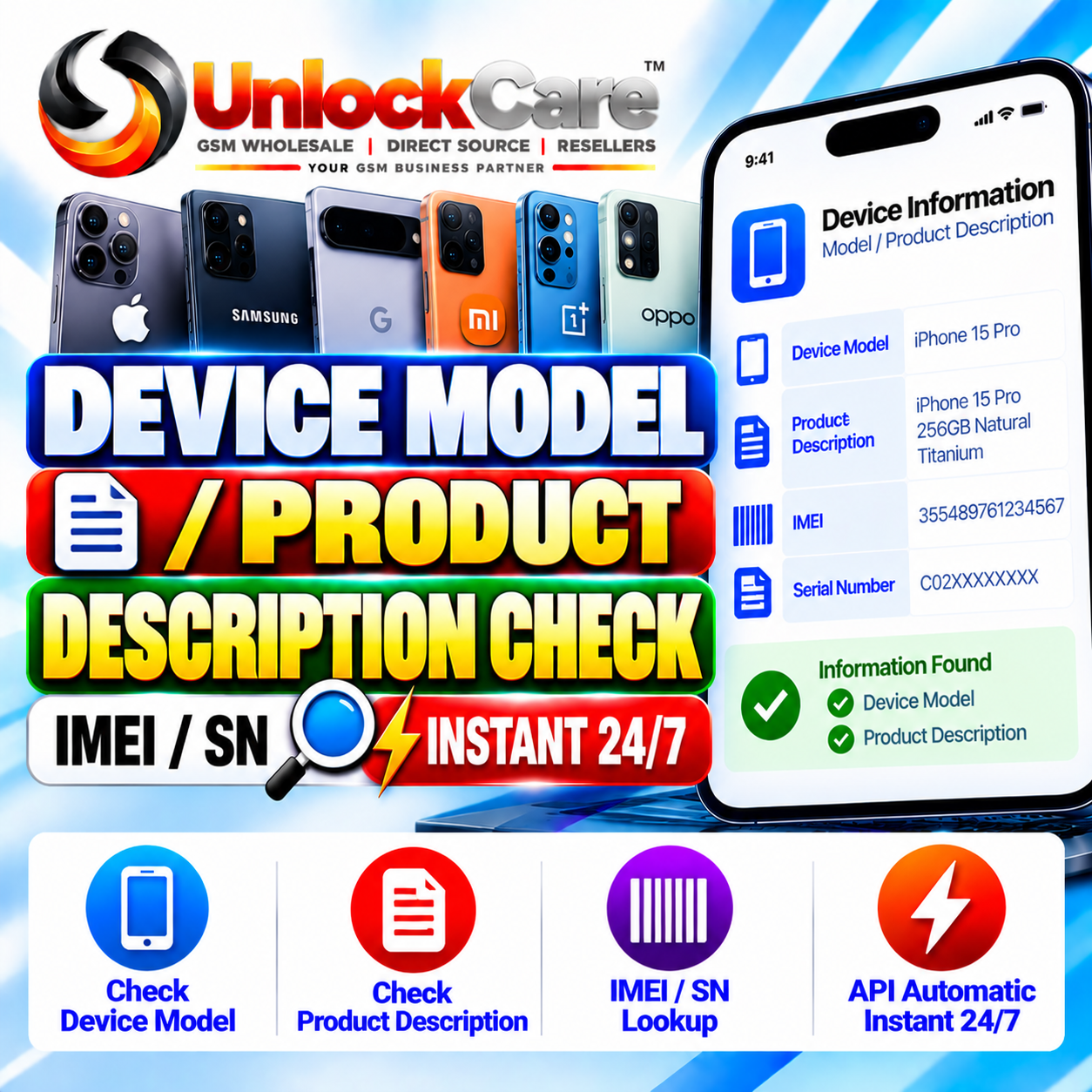 Device Model / Product Description Check [IMEI/SN] Instant 24/7