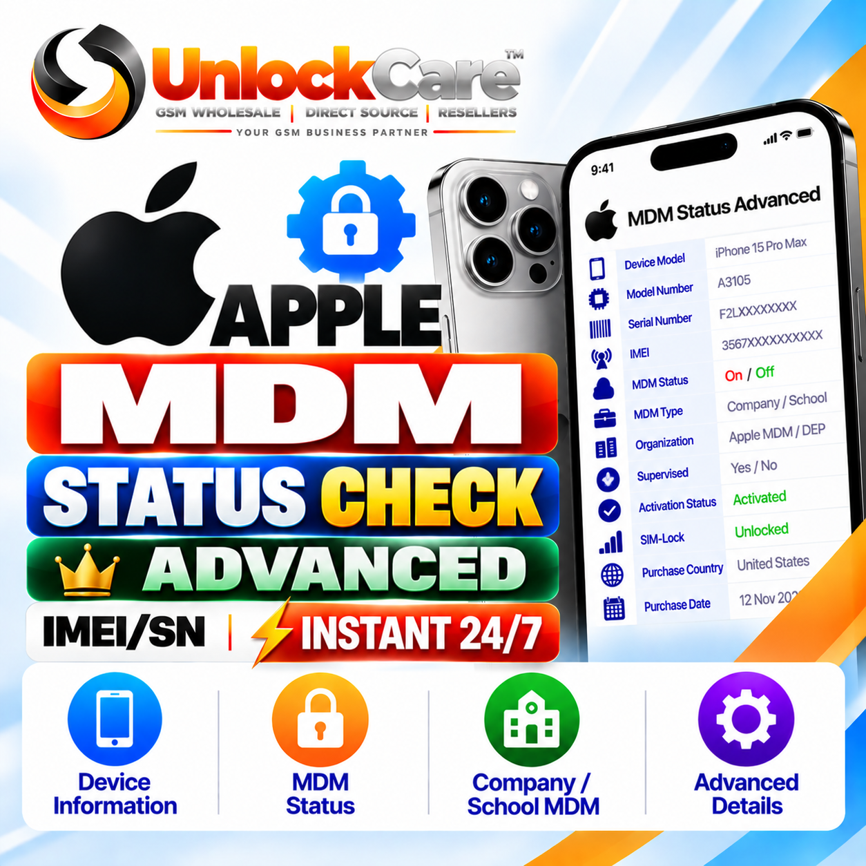 Apple MDM Status Check Advanced [IMEI/SN] Instant 24/7