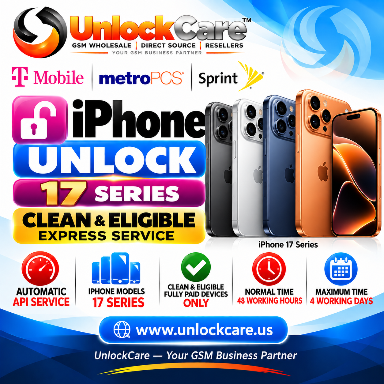 USA T-Mobile / Sprint iPhone 17 Series | Clean & Eligible | Express