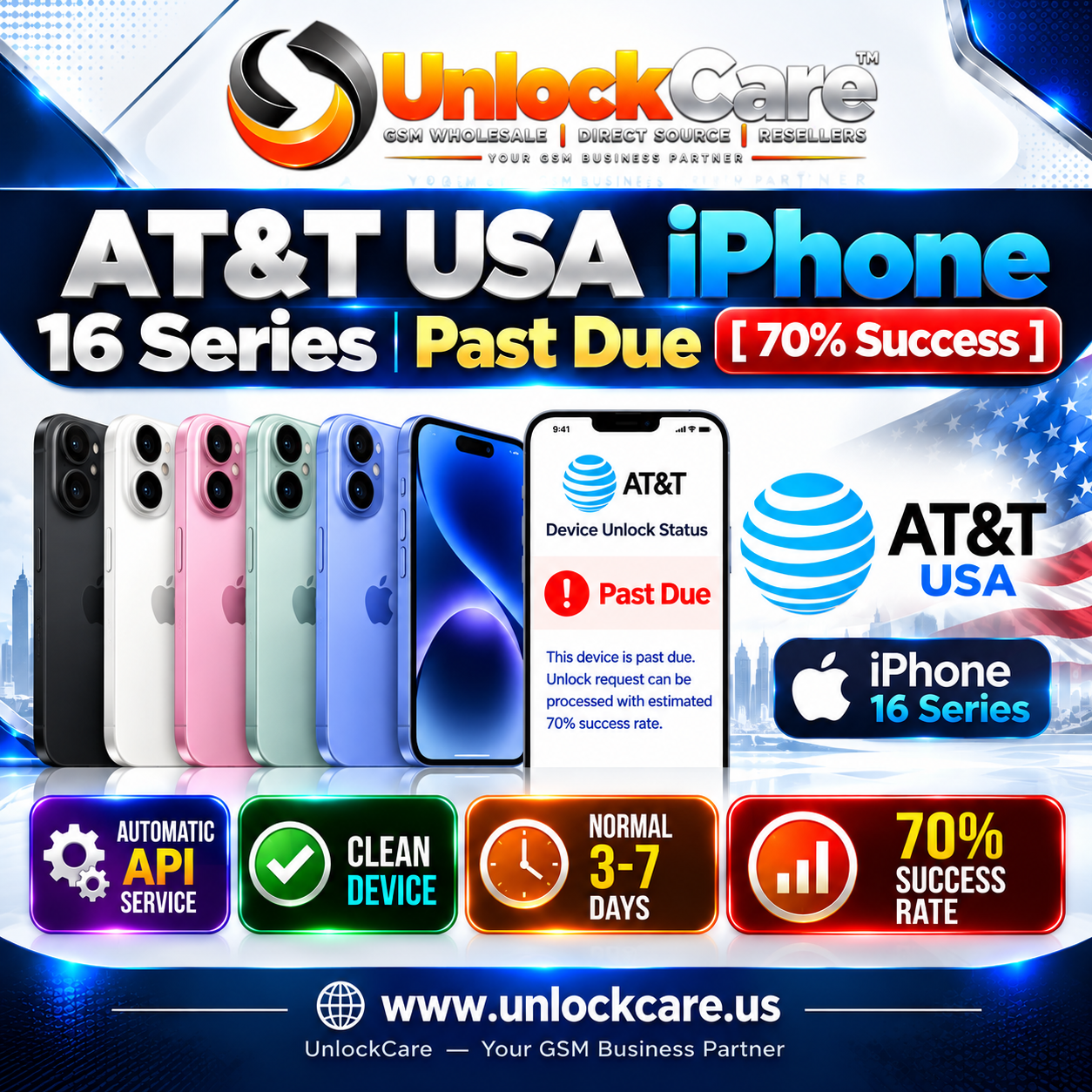 AT&T USA iPhone 16 Series | Past Due [ 70% Success ]