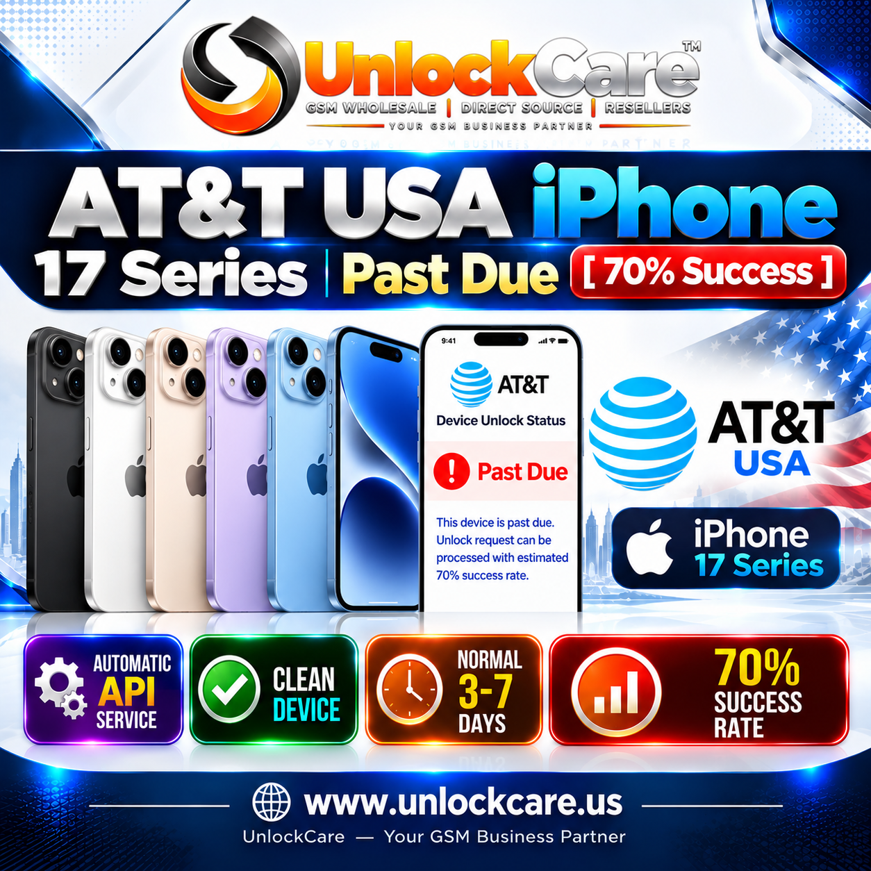AT&T USA iPhone 17 Series | Past Due [ 70% Success ]