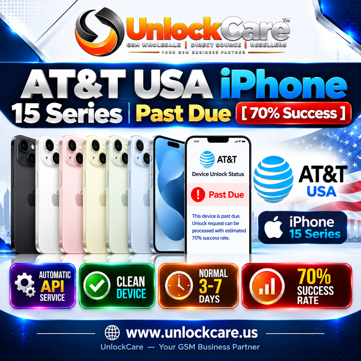 AT&T USA iPhone 15 Series | Past Due [ 70% Success ]