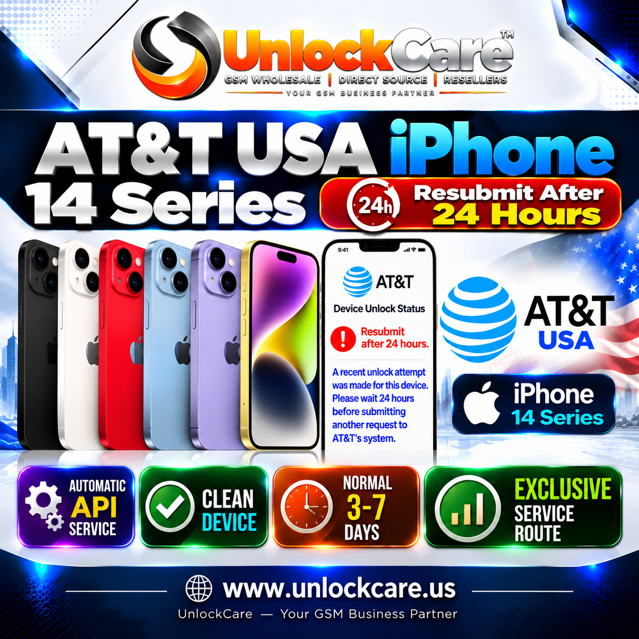 AT&T USA iPhone 14 Series | Resubmit After 24 Hours