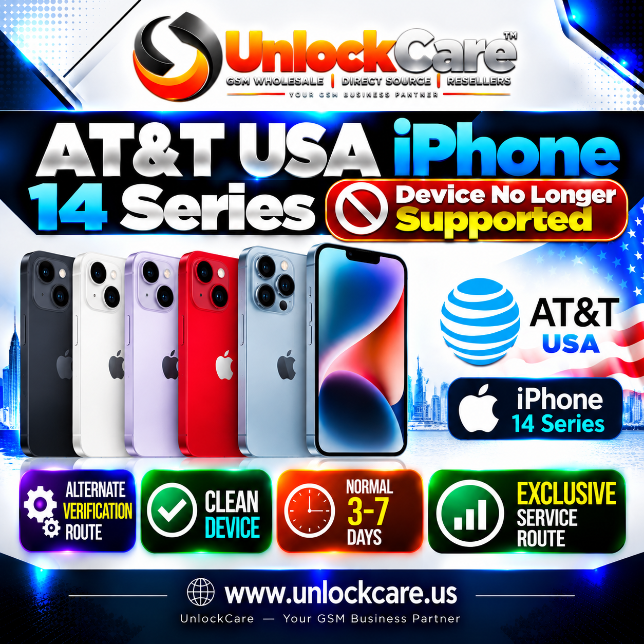 AT&T USA iPhone 14 Series | Device No Longer Supported