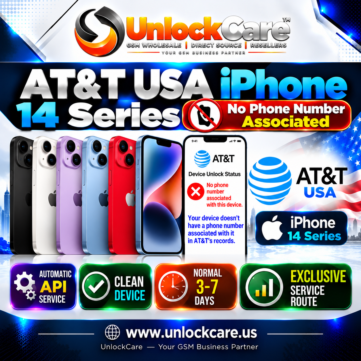 AT&T USA iPhone 14 Series | No Phone Number Associated