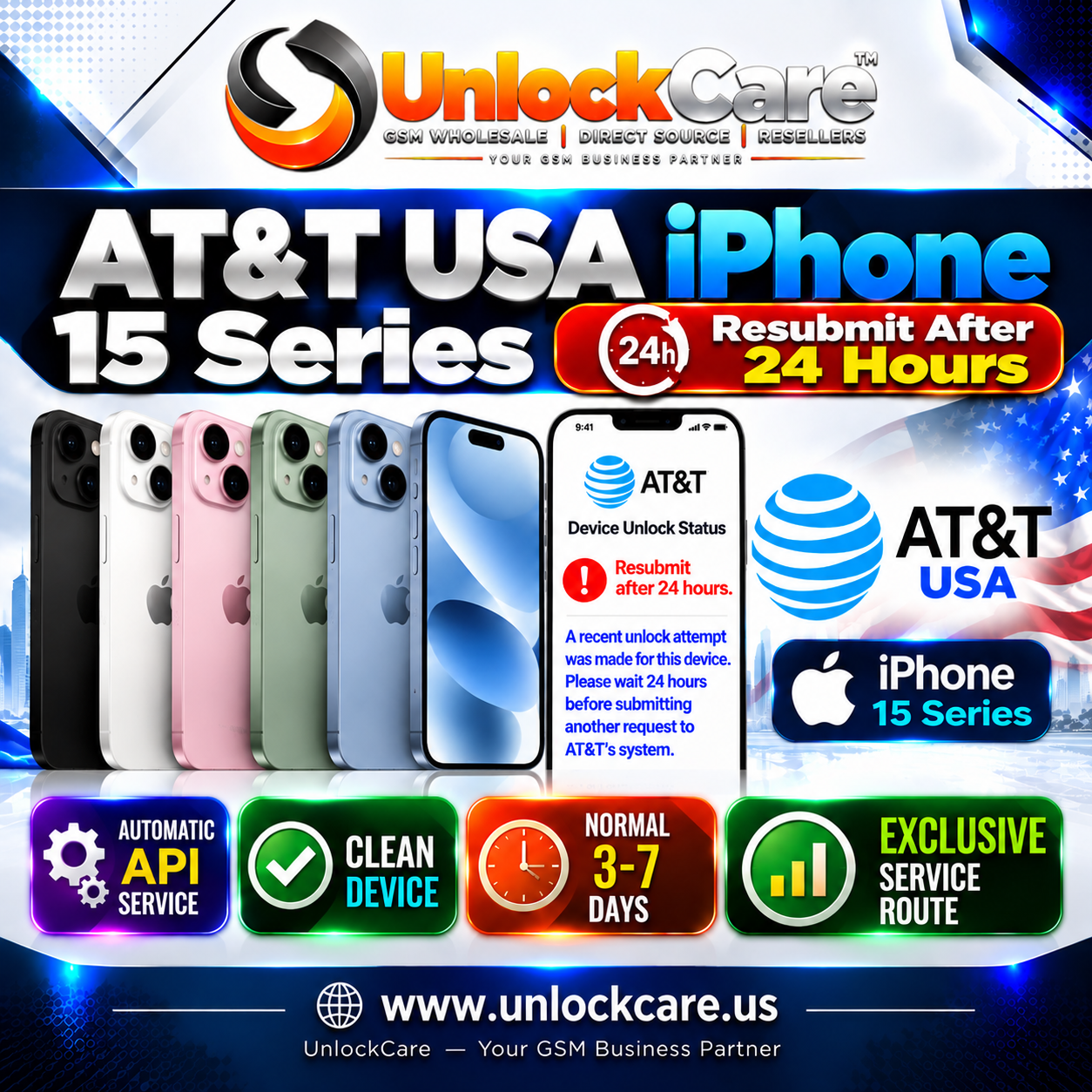 AT&T USA iPhone 15 Series | Resubmit After 24 Hours