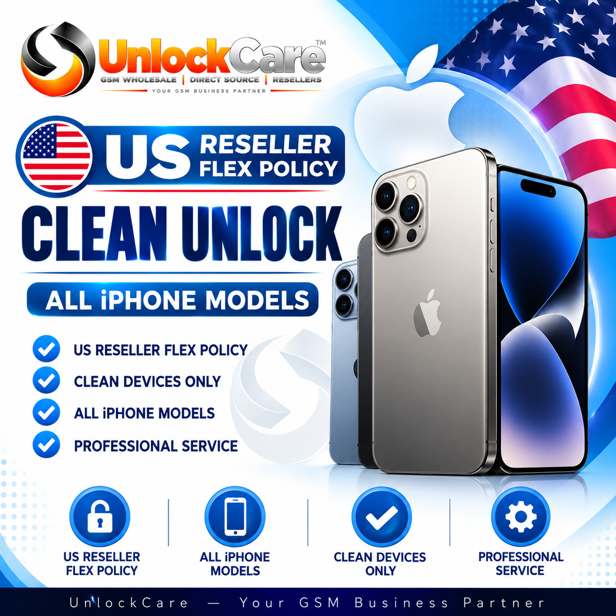 US Reseller Flex Clean Unlock — All iPhone Models