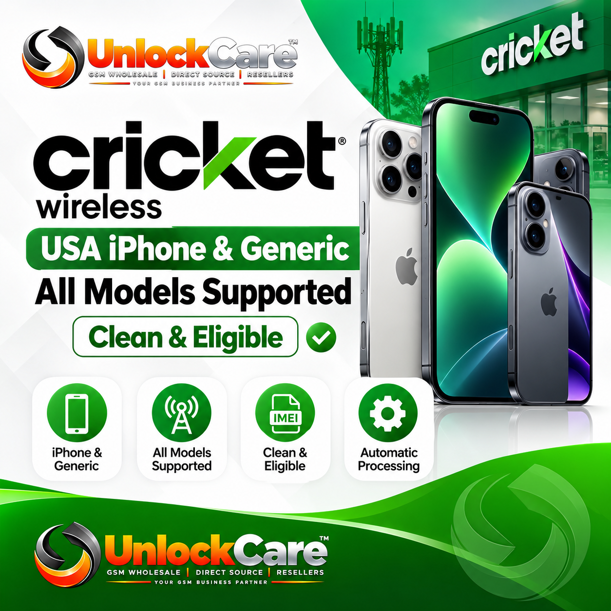Cricket USA iPhone & Generic — All Models Supported [Clean & Eligible]