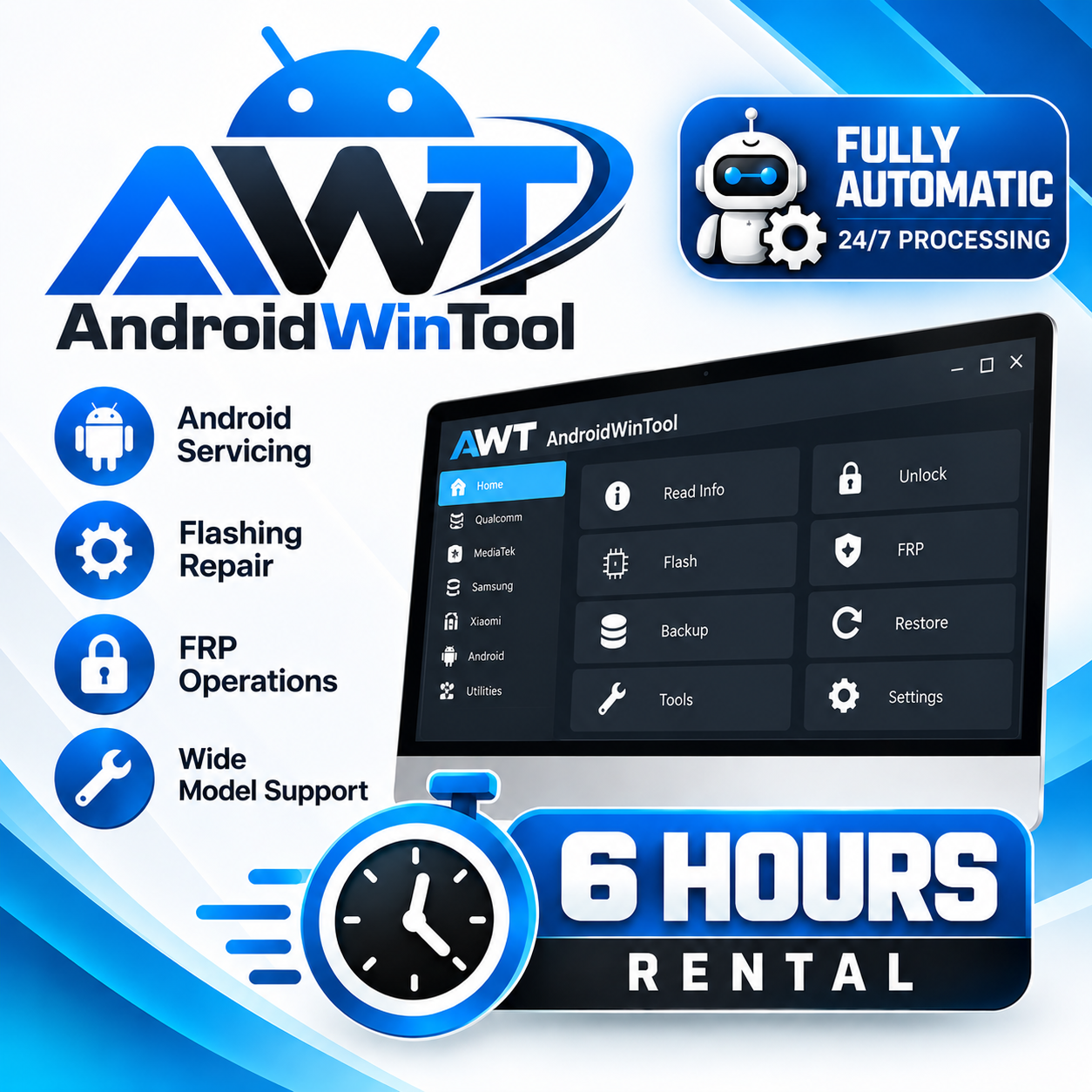 AndroidWinTool (AWT) Rental — 6 Hours