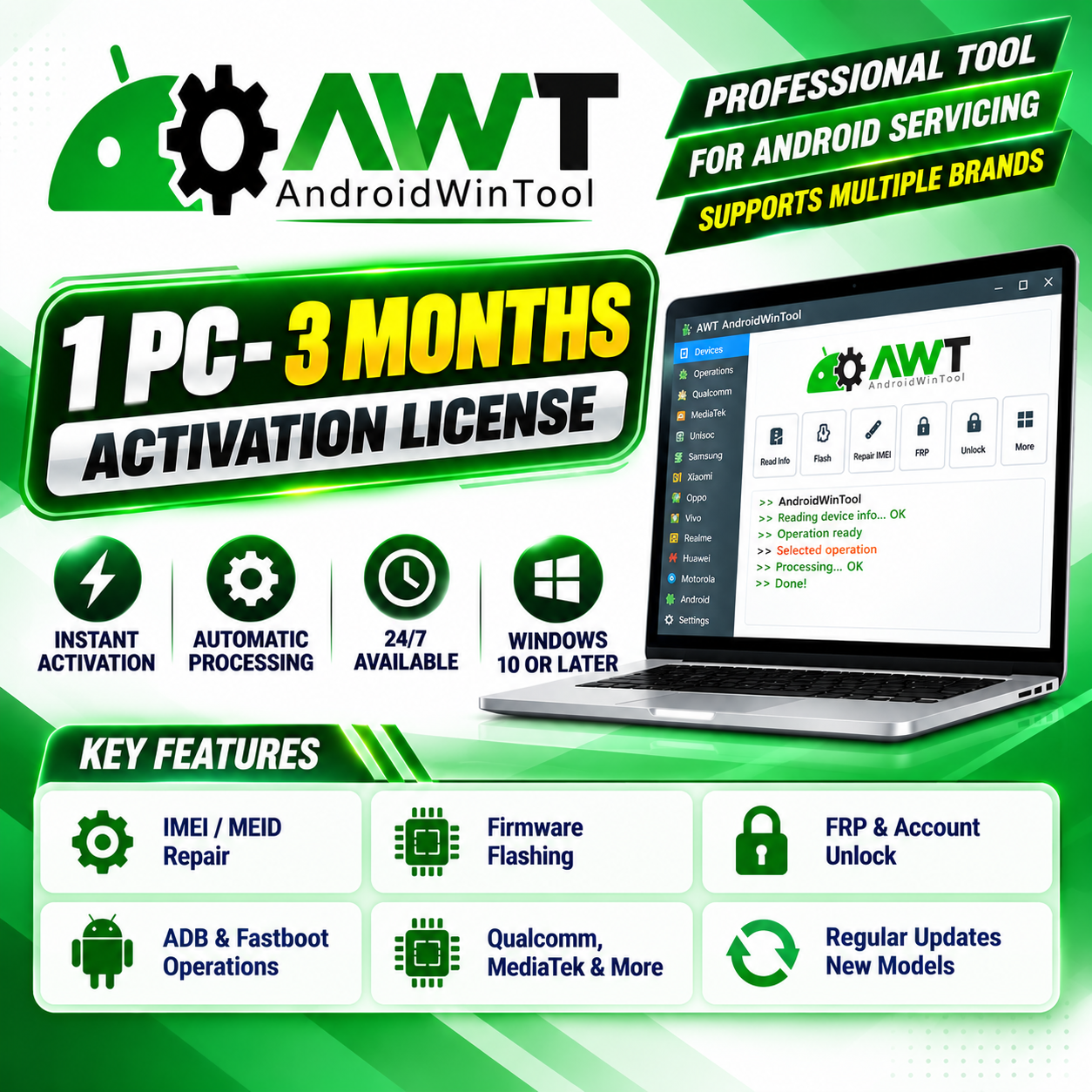AWT — AndroidWin Tool Activation — 1 PC — 3 Months