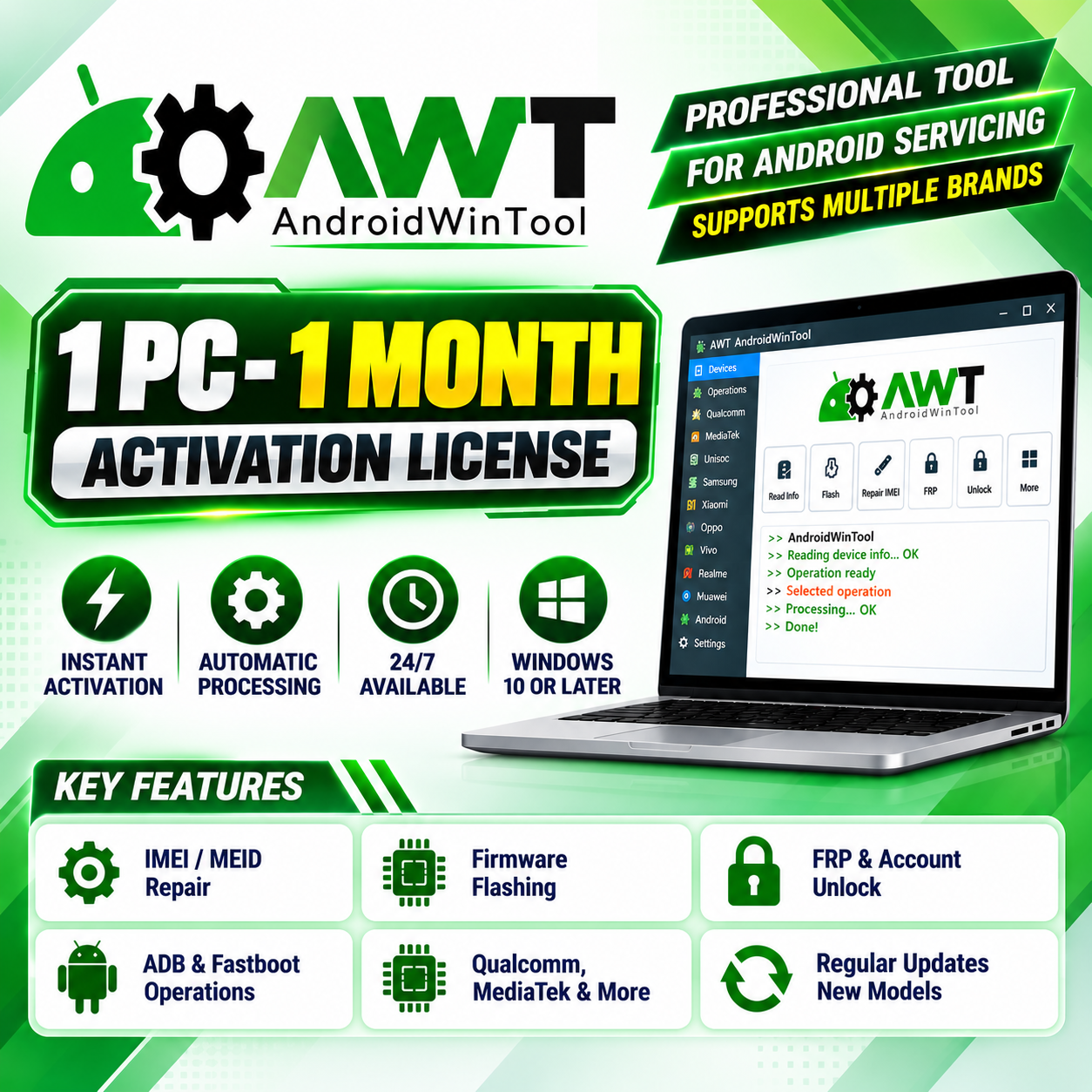 AWT — AndroidWin Tool Activation — 1 PC — 1 Month